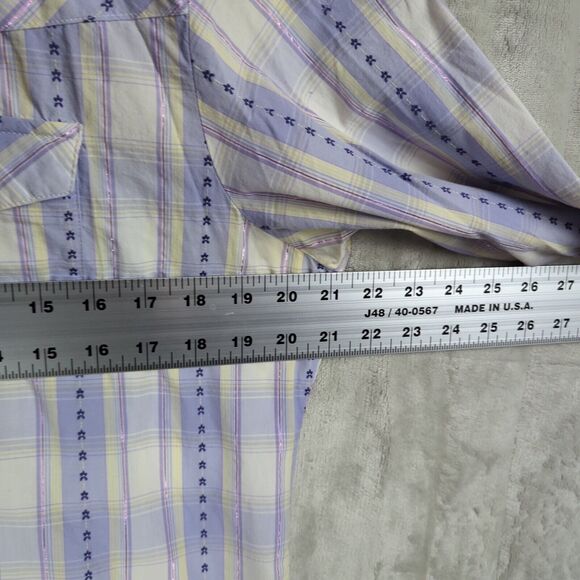 Wrangler Western Shirt Women's Purple Plaid Pearl Snaps Long Sleeve Rodeo Large - Picture 12 of 13